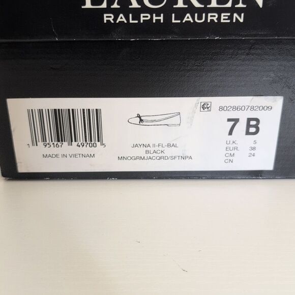 Lauren Ralph Lauren Size 7 Jayna II Ballet Flat Monogram Jacquard, NEW - Picture 2 of 12